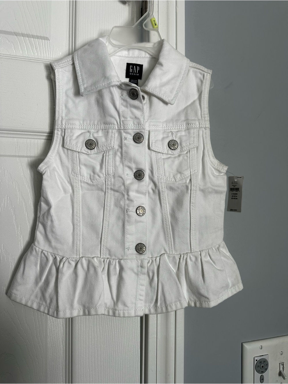 GAP White Denim Ruffle-Hem Girls Vest
